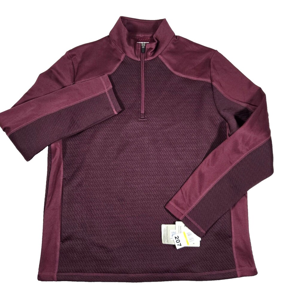 PGA Tour Men's Medium Golf Thermal Stretch Burgundy 1/4 Zip Pullover Jacket New